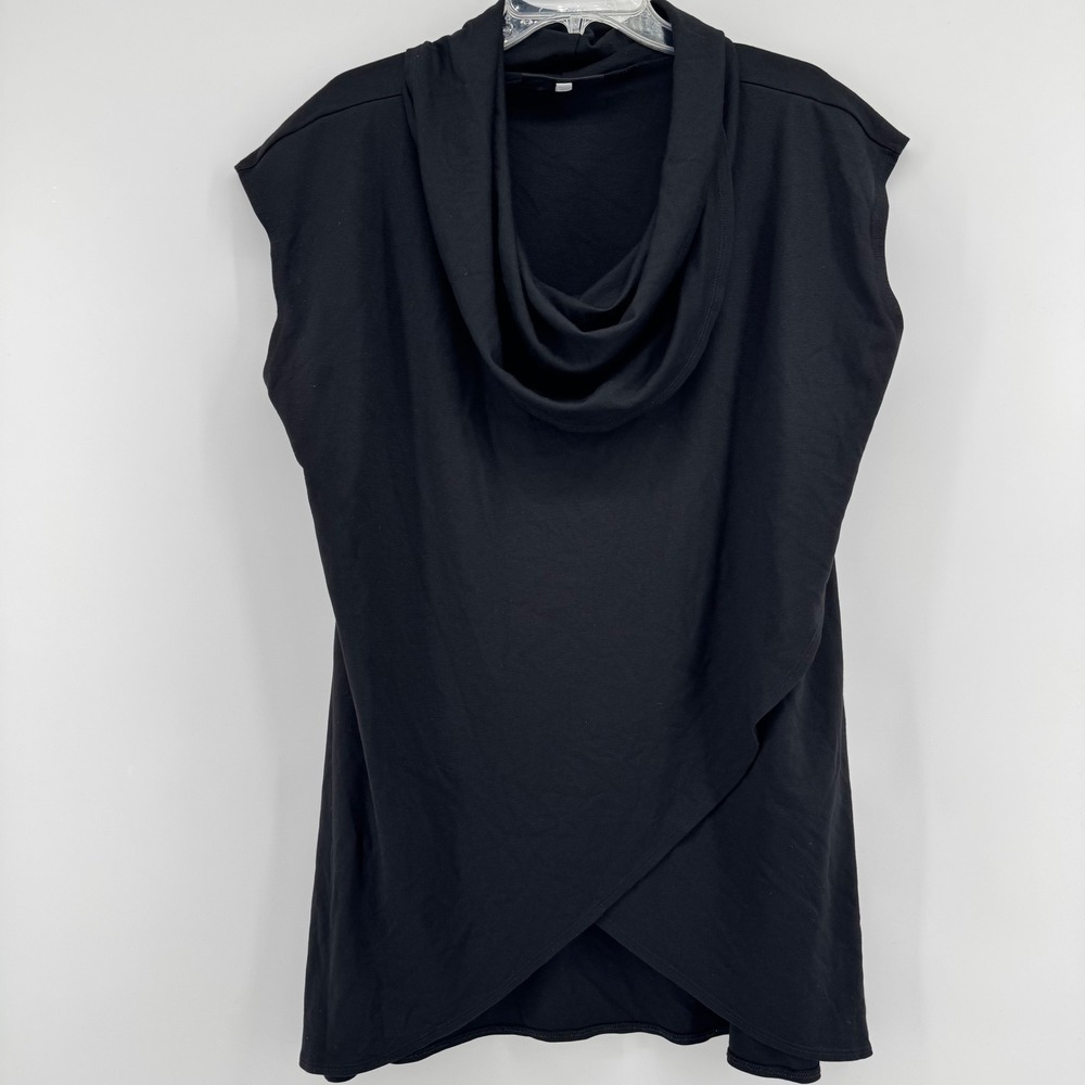Bryn Walker Lavinia Tunic Top Womens Large‎ Black Cowl Neck Sleeveless Lagenlook